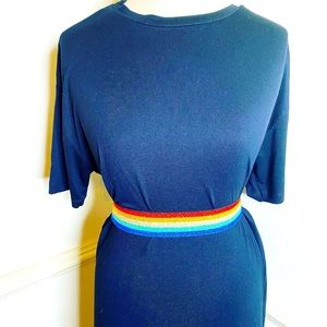 ASOS T-Shirt Dress w/ Lace Trim & Multi-color Vintage Belt 🖤